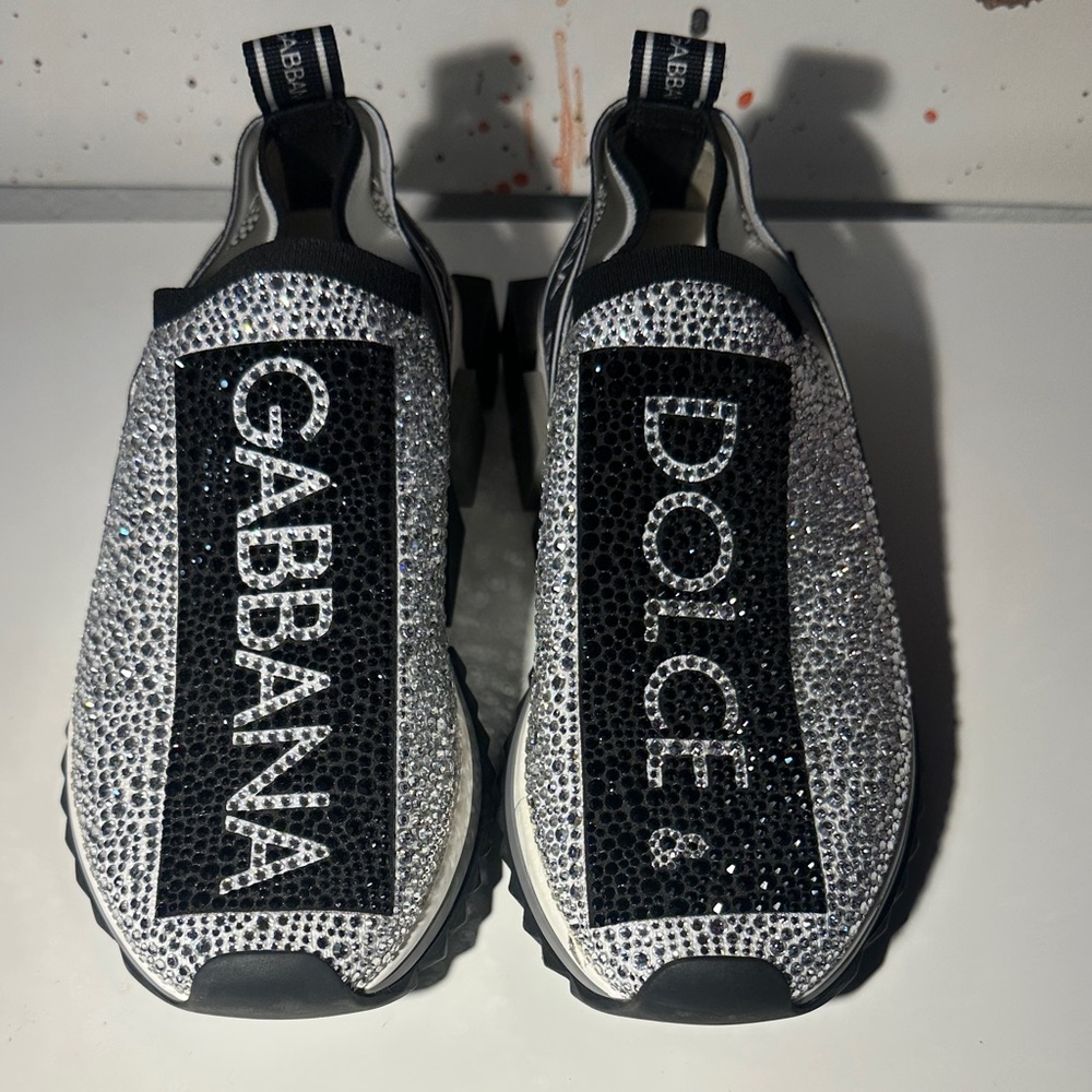 Dolce & Gabbana Black and Silver Crystal Sneakers